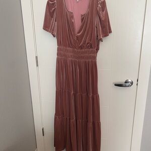 Pink Velvet Maxi Dress